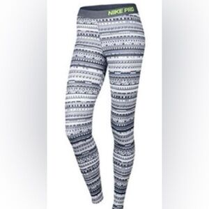 Nike PRO Light Grey Sweater Knit Printed Spandex Dri-Fit Workout Leggings